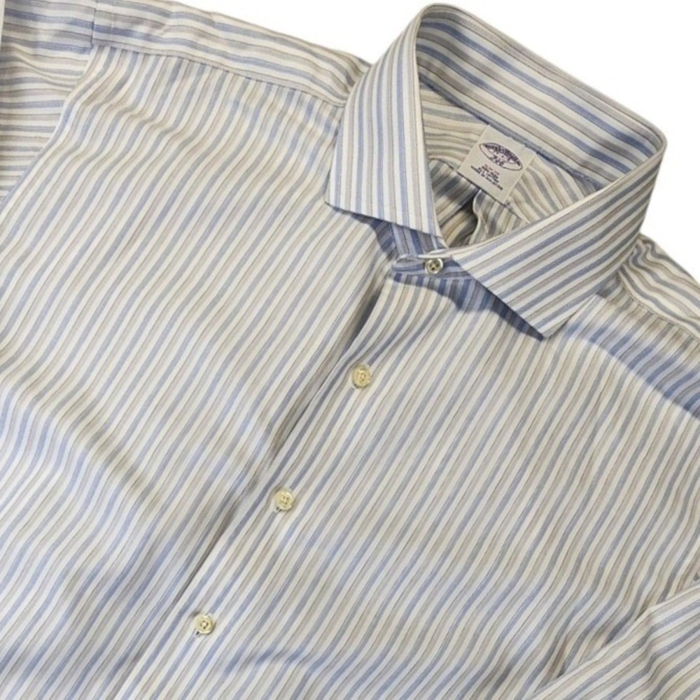 Brooks Brothers 346 Men's 17 34/35 Slim Fit Striped Non-Iron Cotton Dress Shirt